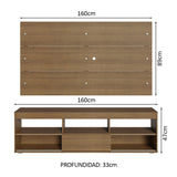 Centro de Entretenimiento Orlando Marrón 160x47cm para TV Hasta 65" Pulgadas con Cinco Compartimientos
