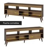 Centro de Entretenimiento Detroit Marrón 160x61cm para TV Hasta 65" Pulgadas con Cinco Compartimientos