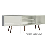 Centro de Entretenimiento Cairo Blanco y Marrón 160x58cm para TV Hasta 65" Pulgadas con Cuatro Compartimientos