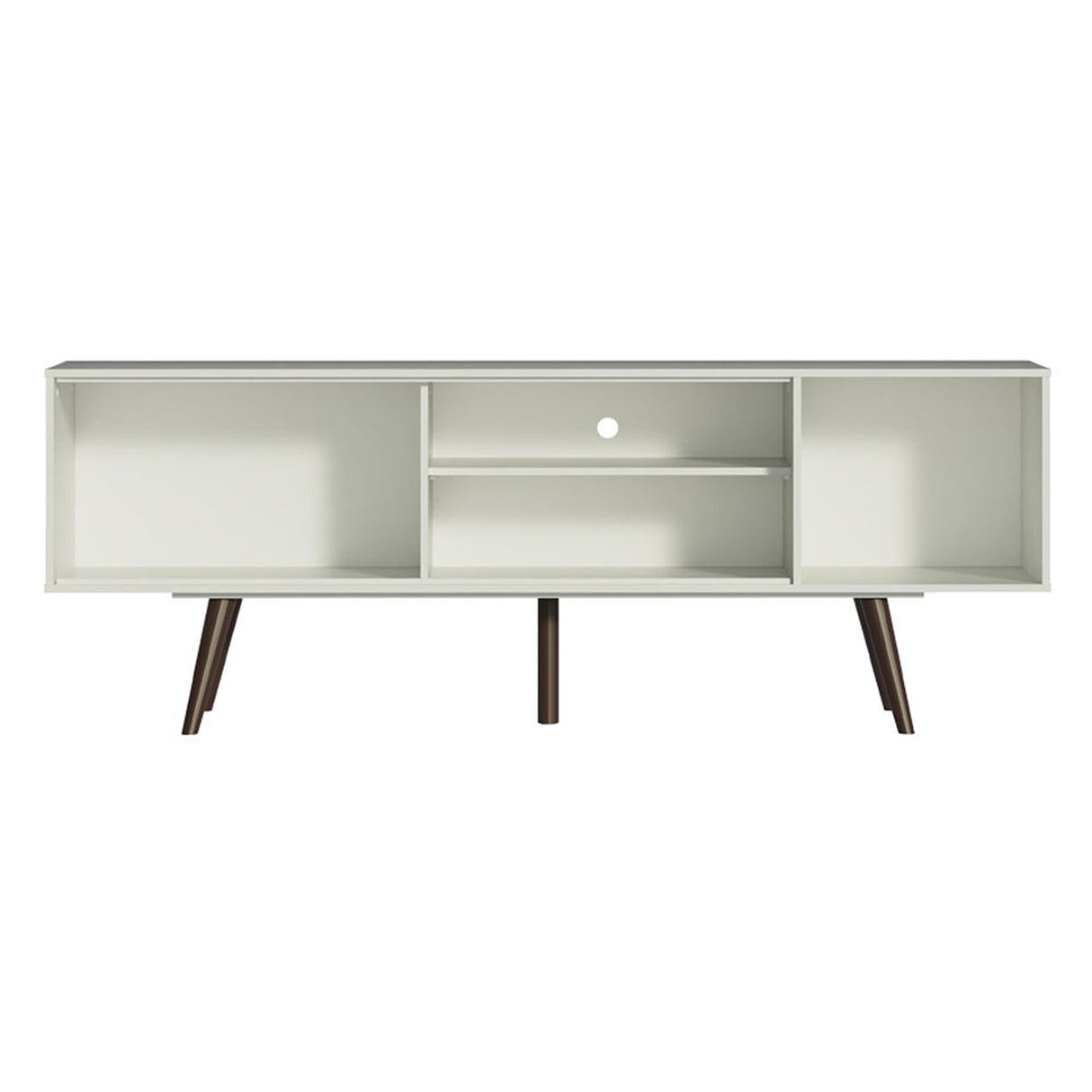 Centro de Entretenimiento Cairo Blanco y Marrón 160x58cm para TV Hasta 65" Pulgadas con Cuatro Compartimientos