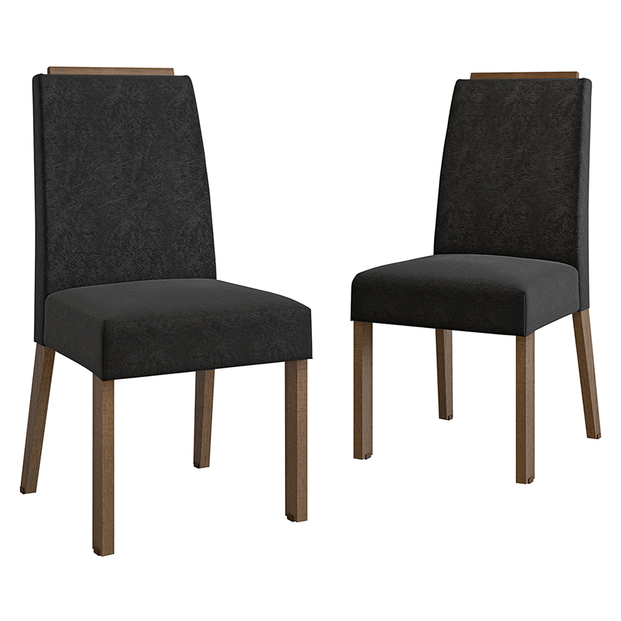 Kit x 2 Sillas para Comedor Marrón y Negro 45x96cm de Asiento Cuadrado con Espaldar Liso
