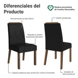 Kit x 2 Sillas para Comedor Marrón y Negro 45x96cm de Asiento Cuadrado con Espaldar Liso