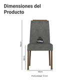 Kit x 2 Sillas para Comedor Marrón y Gris 45x96cm de Asiento Cuadrado con Espaldar Liso