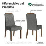 Kit x 2 Sillas para Comedor Marrón y Gris 45x96cm de Asiento Cuadrado con Espaldar Liso
