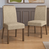 Kit x 2 Sillas para Comedor Marrón y Beige 45x96cm de Asiento Cuadrado con Espaldar Listo