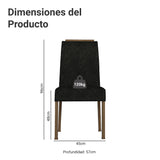 Kit x 4 Sillas para Comedor Marrón y Negro 45x96cm de Asiento Cuadrado con Espaldar