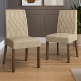 Kit x 2 Sillas para Comedor Marrón y Beige 45x96cm de Asiento Cuadrado con Espaldar de Rombos