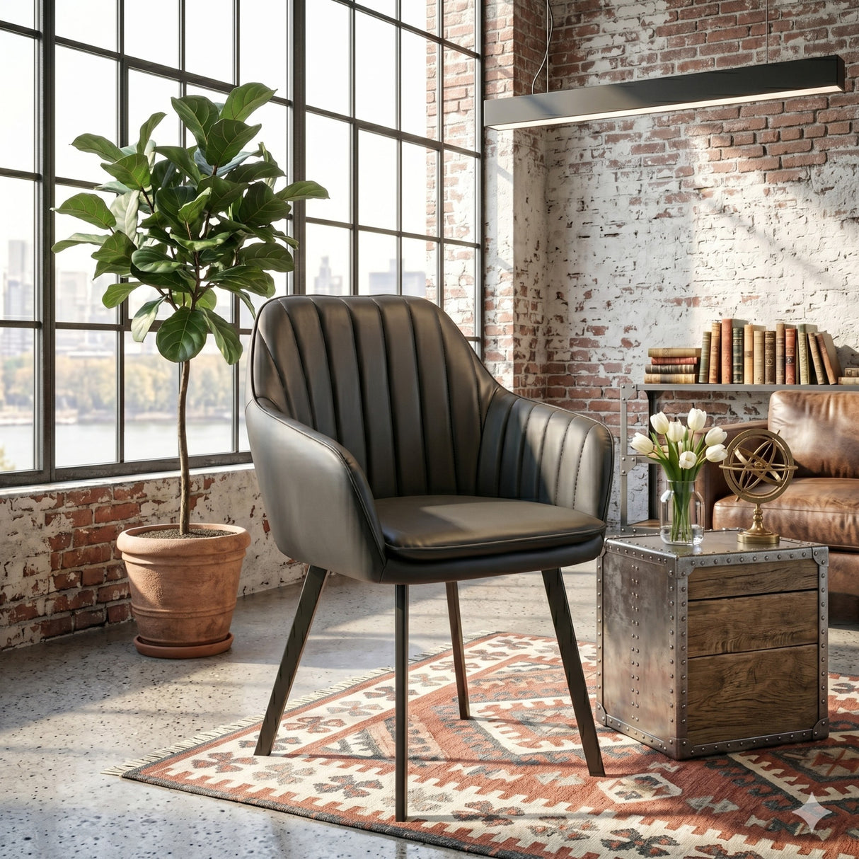 Silla Verona Negro 45x86cm de Asiento Ovalado con Espaldar y con Apoya Brazos