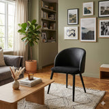Silla Zenda Negro 45x86cm de Asiento Ovalado con Espaldar y con Apoya Brazos
