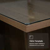 Mesa de Comedor Marrón 160x80cm Rectangular de Seis Puestos sin Sillas y con Vidrio
