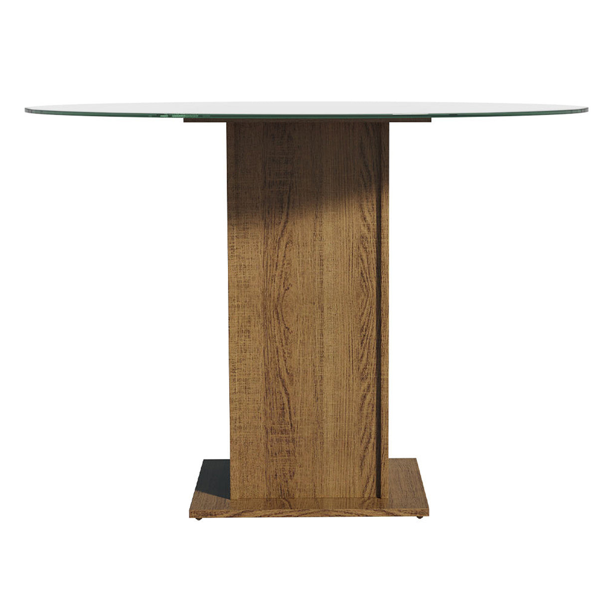 Mesa de Comedor Marrón 110x76cm Circular de Cuatro Puestos sin Sillas y con Vidrio