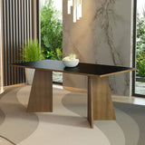 Mesa de Comedor Marrón y Negro 180x78cm Rectangular de Ocho Puestos sin Sillas