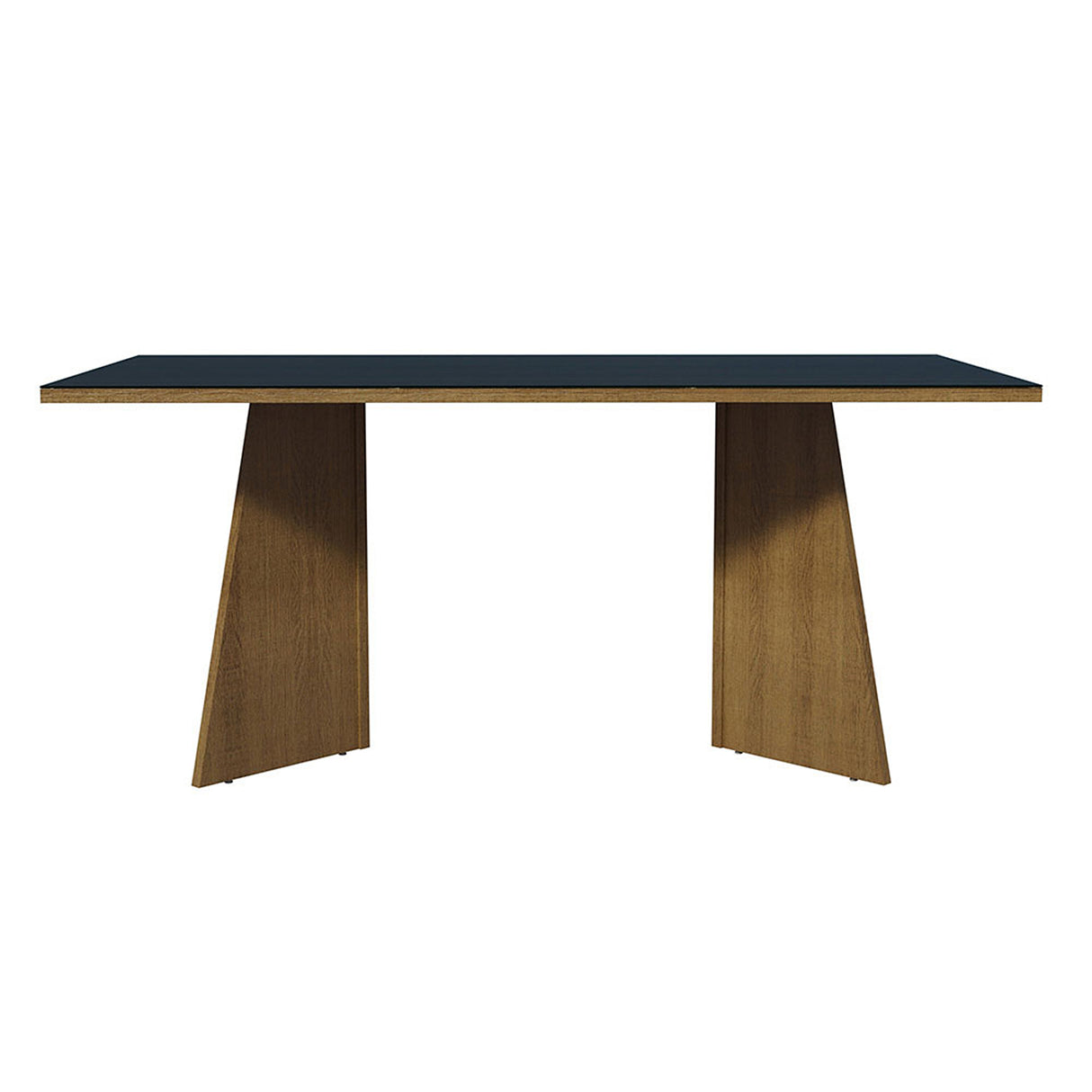 Mesa de Comedor Marrón y Negro 180x78cm Rectangular de Ocho Puestos sin Sillas y con Vidrio