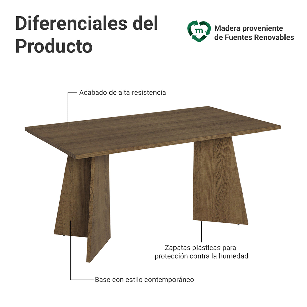 Mesa de Comedor Marrón 160x78cm Rectangular de Seis Puestos sin Sillas
