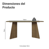 Mesa de Comedor Marrón 160x78cm Rectangular de Seis Puestos sin Sillas y con Vidrio