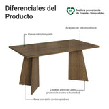 Mesa de Comedor Marrón 160x78cm Rectangular de Seis Puestos sin Sillas y con Vidrio