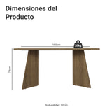 Mesa de Comedor Marrón y Crema 160x78cm Rectangular de Seis Puestos sin Sillas