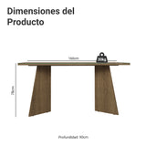 Mesa de Comedor Marrón y Crema 160x78cm Rectangular de Seis Puestos sin Sillas y con Vidrio