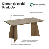 Mesa de Comedor Marrón y Crema 160x78cm Rectangular de Seis Puestos sin Sillas y con Vidrio