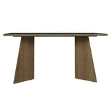 Mesa de Comedor Marrón y Negro 160x78cm Rectangular de Seis Puestos sin Sillas y con Vidrio