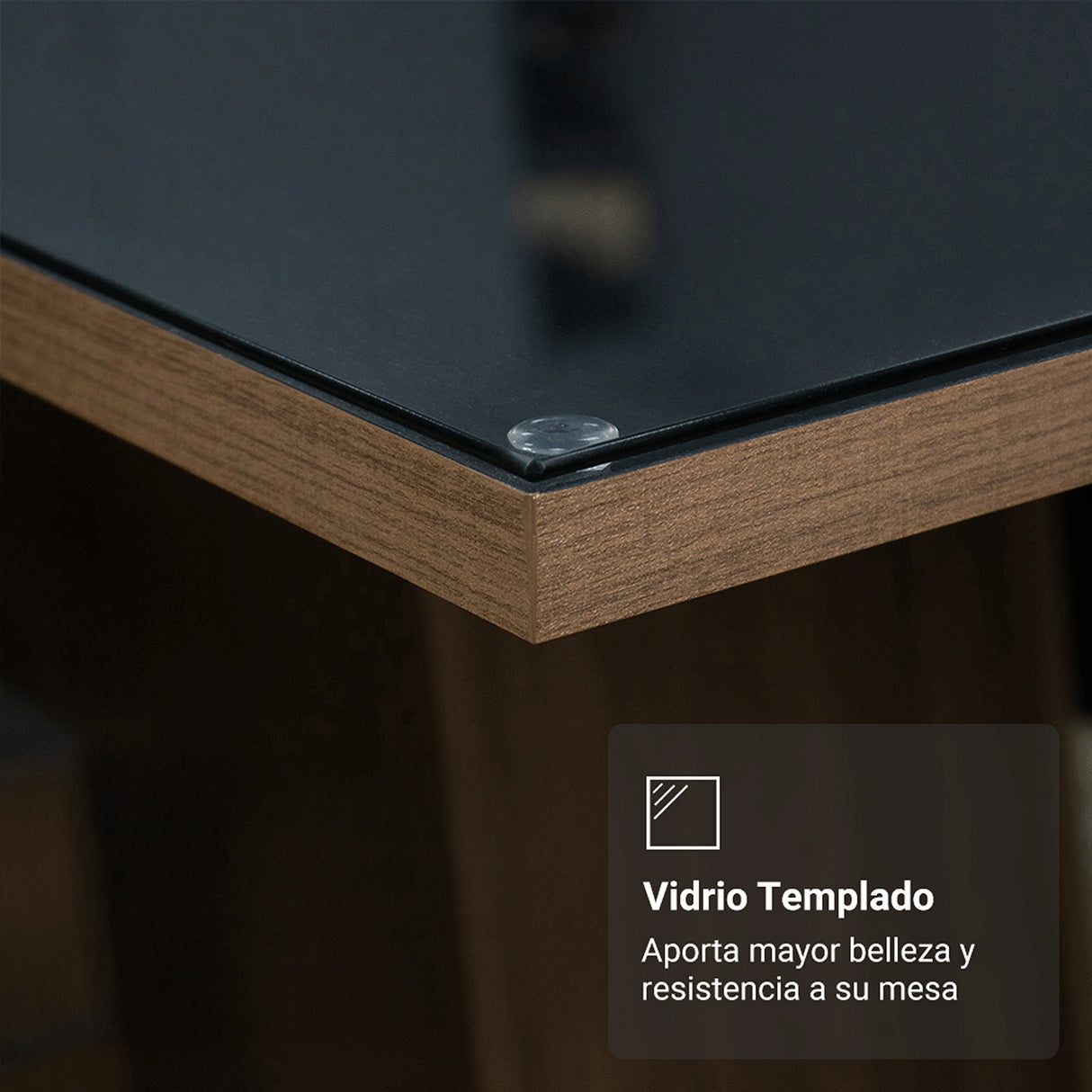 Mesa de Comedor Marrón y Negro 160x78cm Rectangular de Seis Puestos sin Sillas y con Vidrio