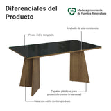 Mesa de Comedor Marrón y Negro 160x78cm Rectangular de Seis Puestos sin Sillas y con Vidrio