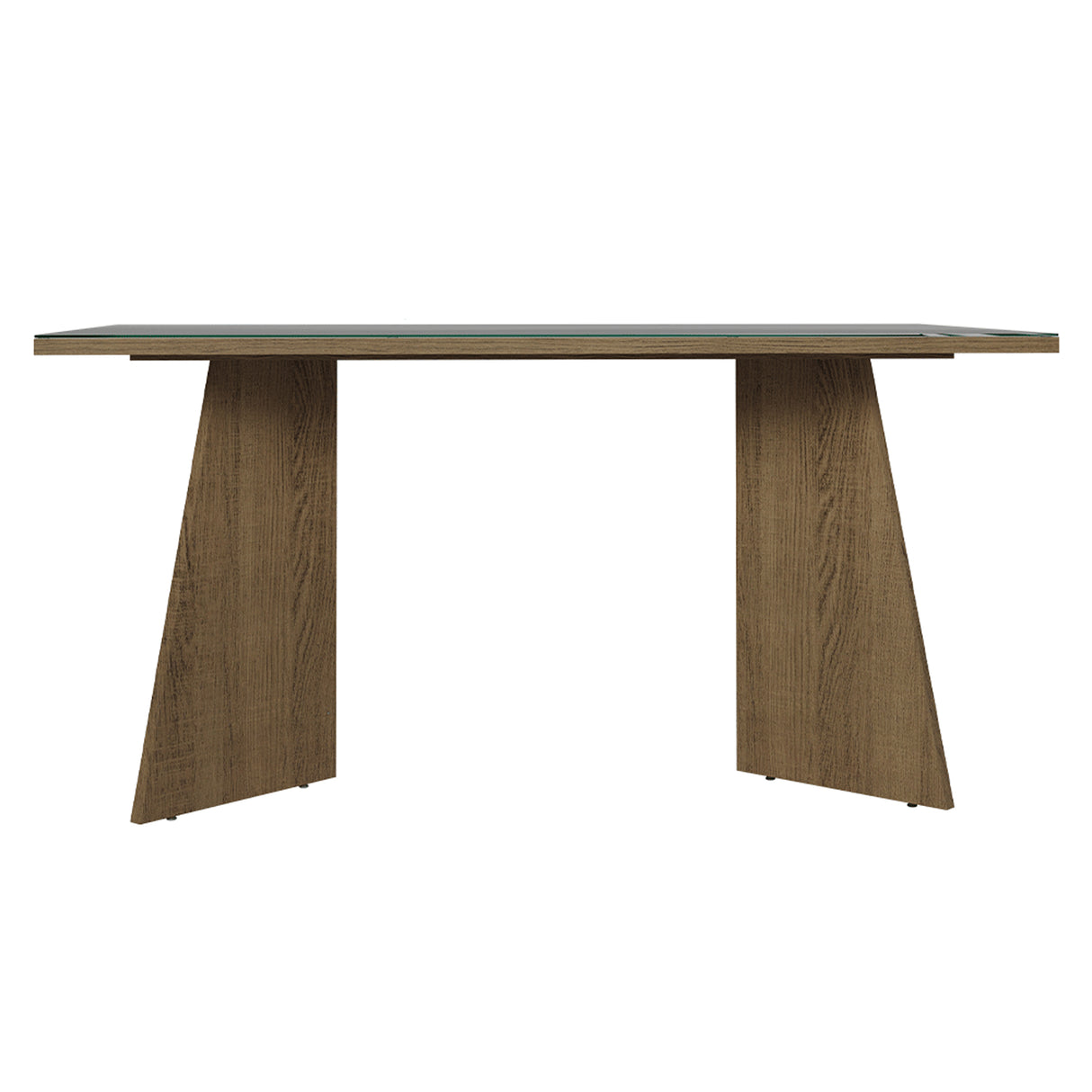 Mesa de Comedor Marrón y Gris 160x78cm Rectangular de Seis Puestos sin Sillas y con Vidrio