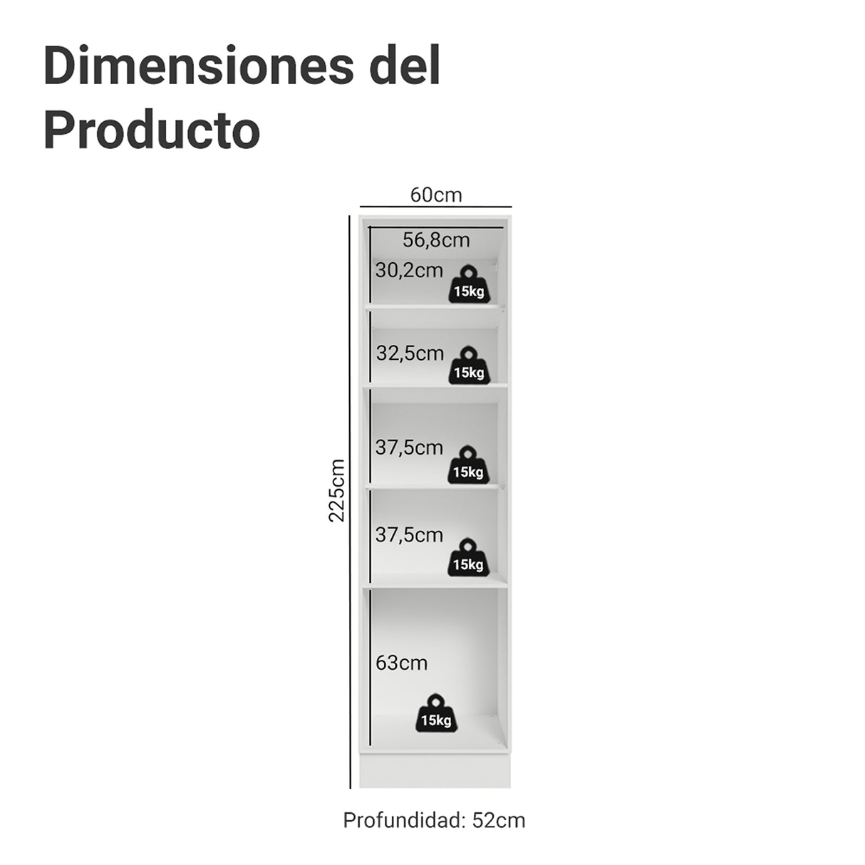 Mueble Organizador de Despensa Vik Blanco y Gris 60x225cm con Tres Puertas