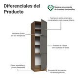 Mueble Organizador de Despensa Vik Marrón y Gris 60x225cm con Tres Puertas