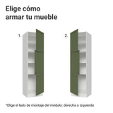 Mueble Organizador de Despensa Vik Blanco y Verde 60x225cm con Tres Puertas