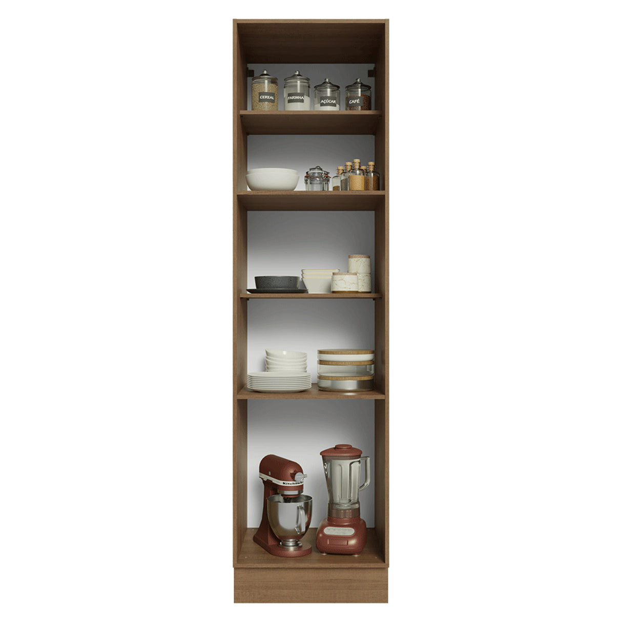Mueble Organizador de Despensa Vik Marrón y Verde 60x225cm con Tres Puertas