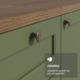 Mueble Organizador de Despensa Vik Marrón y Verde 60x225cm con Tres Puertas