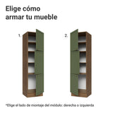 Mueble Organizador de Despensa Vik Marrón y Verde 60x225cm con Tres Puertas