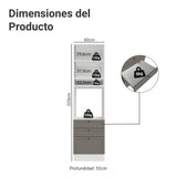 Módulo Para Microondas Vik Blanco y Gris 60x225cm con Una Puerta y con Tres Cajones
