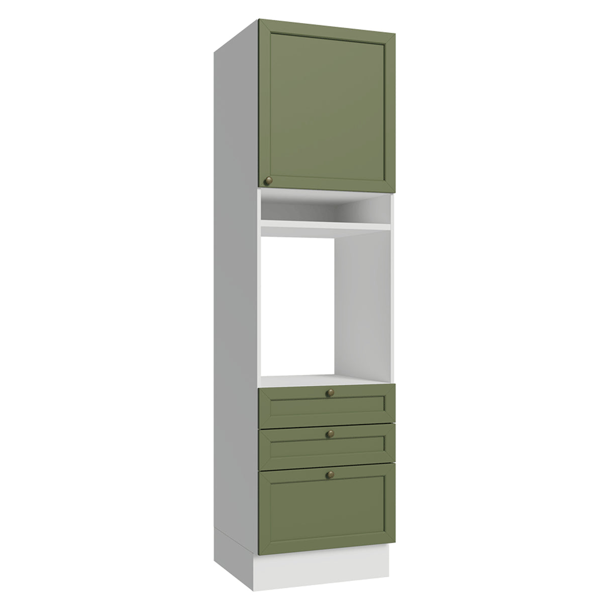 Módulo Para Microondas Vik Blanco y Verde 60x225cm con Una Puerta y con Tres Cajones