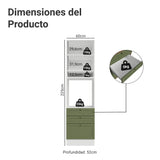 Módulo Para Microondas Vik Blanco y Verde 60x225cm con Una Puerta y con Tres Cajones