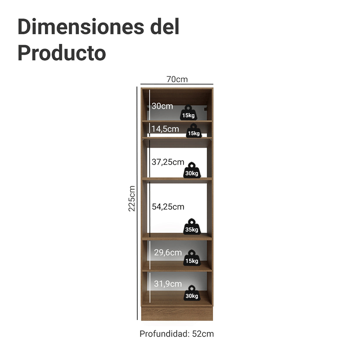 Módulo Para Microondas Vik Marrón y Gris 70x225cm con Tres Puertas