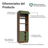 Módulo Para Microondas Vik Marrón y Verde 70x225cm con Tres Puertas