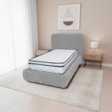 Combo Base Cama y Cabecero Praga Gris 120x40cm para Colchón Semidoble 120 X 190 Cm sin Colchón
