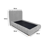 Combo Base Cama y Cabecero Praga Gris 140x40cm para Colchón Doble 140 X 190 Cm sin Colchón