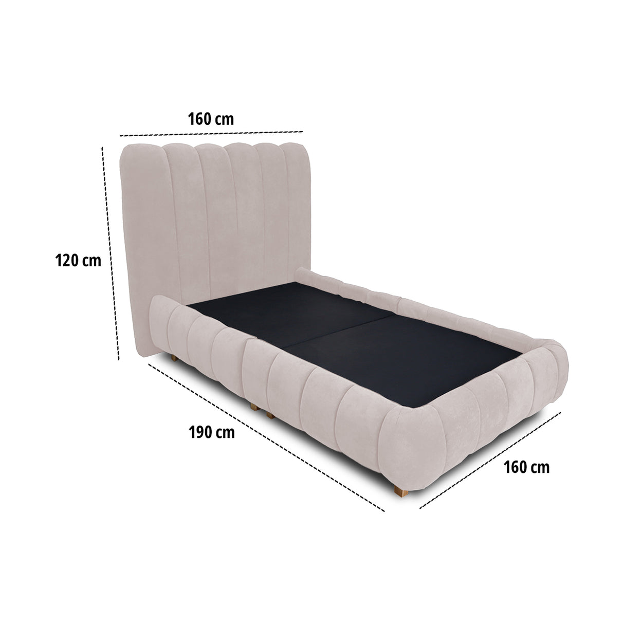 Combo Base Cama y Cabecero Praga Beige 160x40cm para Colchón Doble 140 X 190 Cm sin Colchón