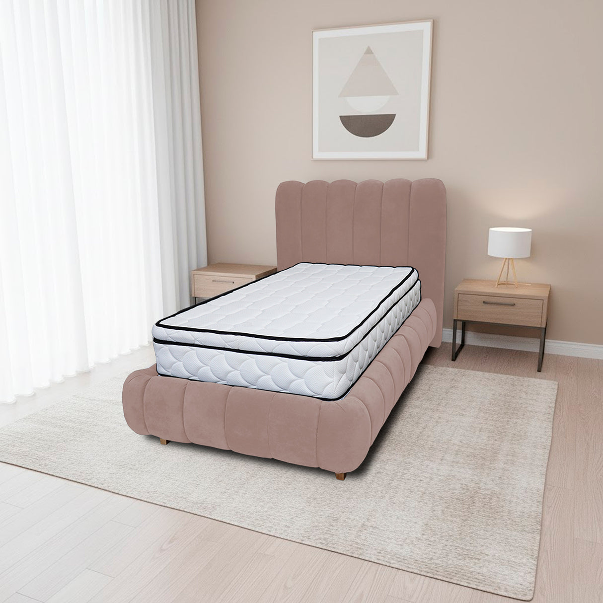 Combo Base Cama y Cabecero Praga Camel 200x40cm para Colchón King 200 X 190 Cm sin Colchón