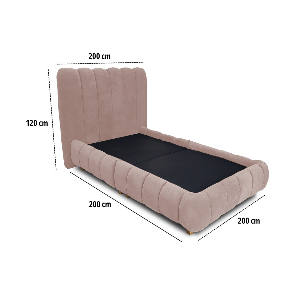 Combo Base Cama y Cabecero Praga Camel 200x40cm para Colchón King 200 X 190 Cm sin Colchón