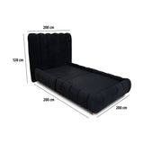 Combo Base Cama y Cabecero Praga Negro 200x40cm para Colchón King 200 X 190 Cm sin Colchón