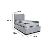 Combo Base Cama y Cabecero Nube Gris Claro 120x30cm para Colchón Semidoble 120 X 190 Cm con Colchón