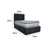 Combo Base Cama y Cabecero Nube Negro 120x30cm para Colchón Semidoble 120 X 190 Cm con Colchón