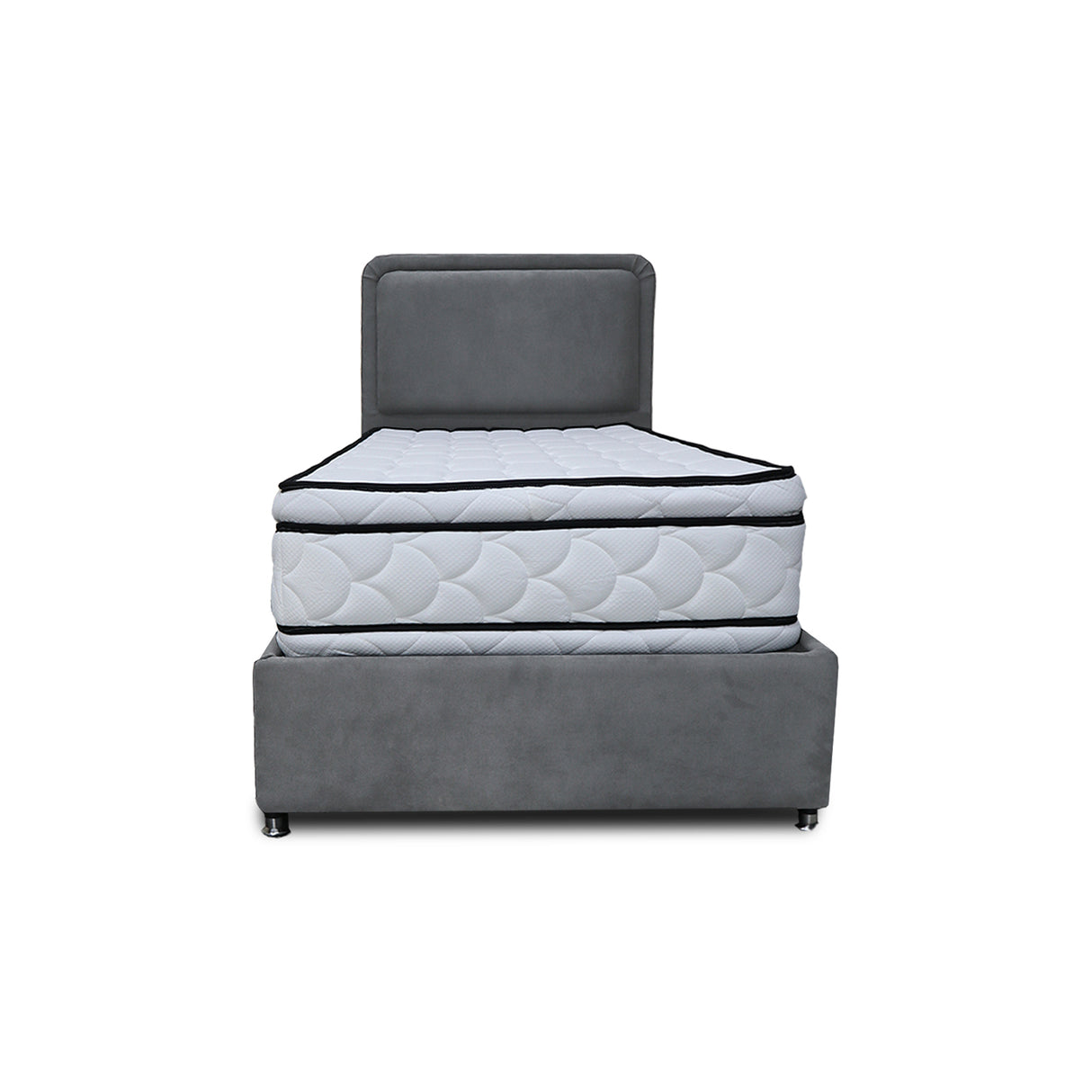 Combo Base Cama y Cabecero Nube Gris Oscuro 140x30cm para Colchón Doble 140 X 190 Cm con Colchón