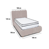 Combo Base Cama y Cabecero Praga Beige 100x40cm para Colchón Sencillo 100 X 190 Cm con Colchón