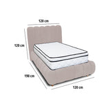 Combo Base Cama y Cabecero Praga Beige 120x40cm para Colchón Semidoble 120 X 190 Cm con Colchón