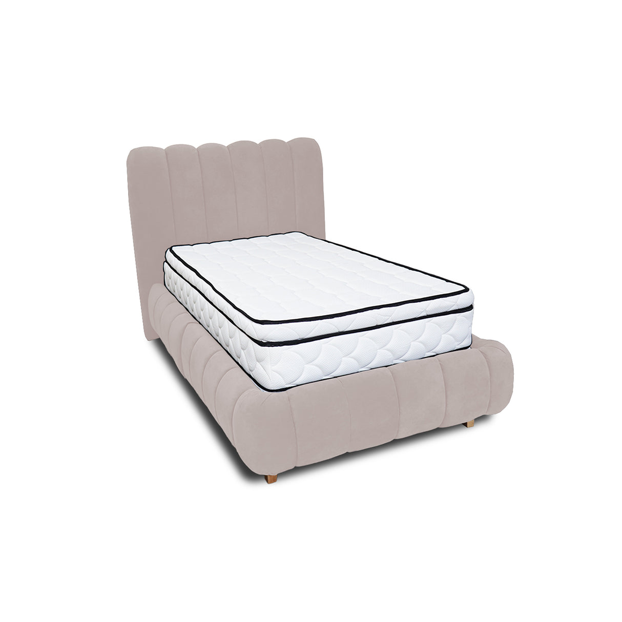 Combo Base Cama y Cabecero Praga Beige 140x40cm para Colchón Doble 140 X 190 Cm con Colchón